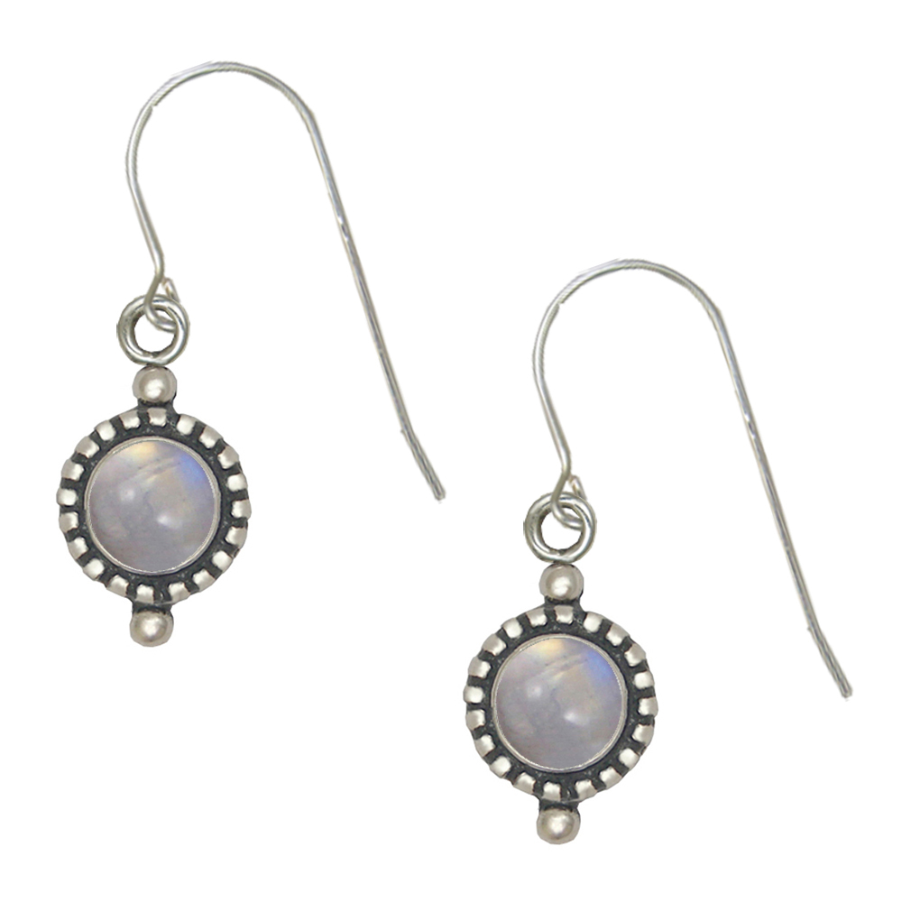 Sterling Silver Little Rainbow Moonstone Gemstone Drop Dangle Earrings